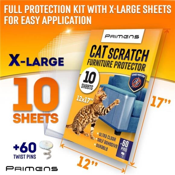 Heavy Duty Cat Scratch Deterrent Furniture Protectors for Sofa, Doors, Clear - Picture 3 of 7